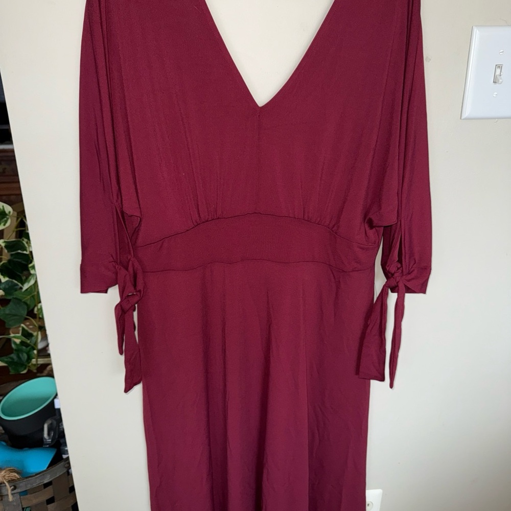 Eloquii Deep Red Long Sleeve Dress